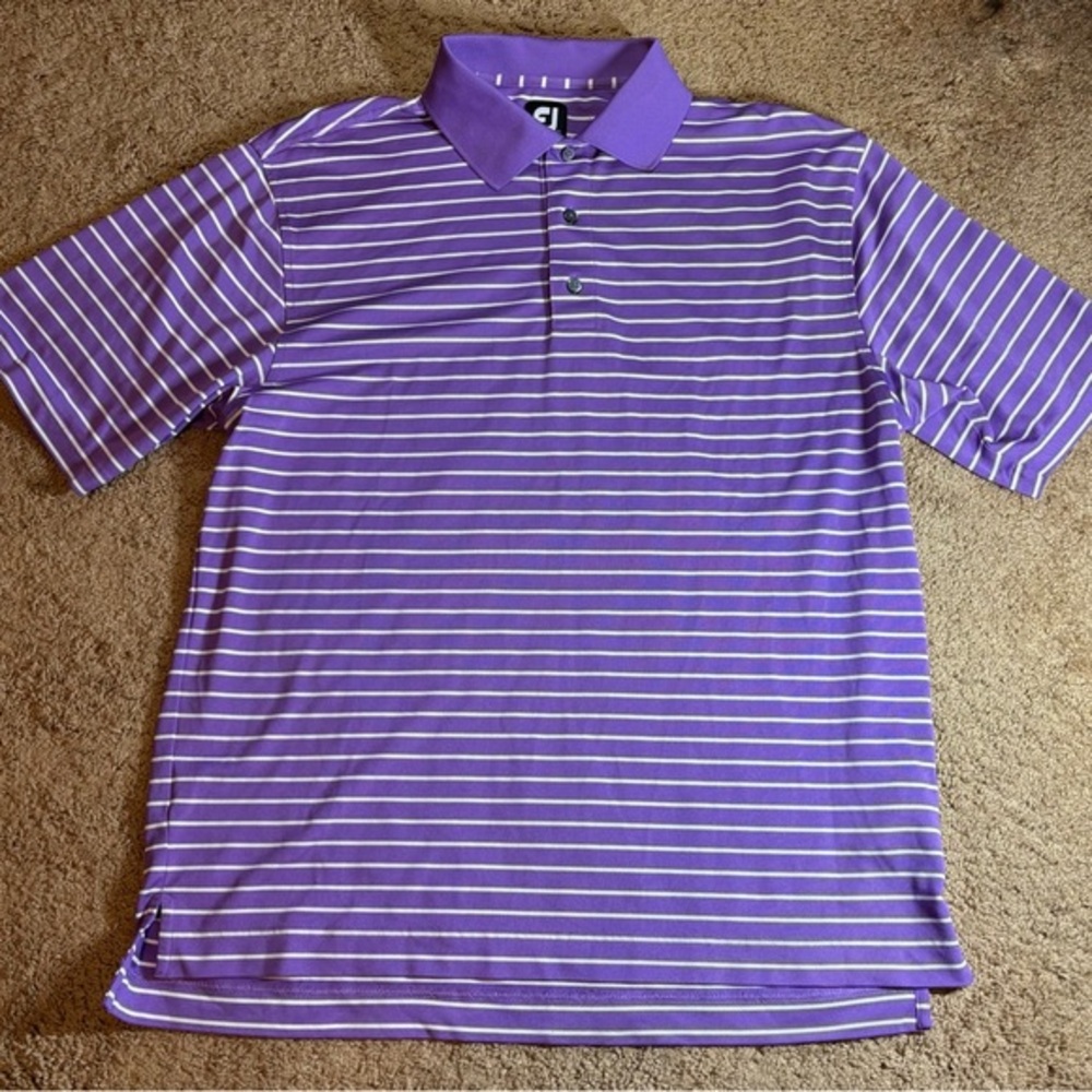 FootJoy Men's Large Purple‎ Striped Polo Shirt